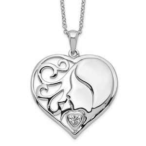 925 Sterling Silver CZ My Daughter, My Heart's Treasure 18in Necklace